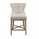 Elegant Cream Fabric Light Wood Swivel Seat Counter Stool Set 2